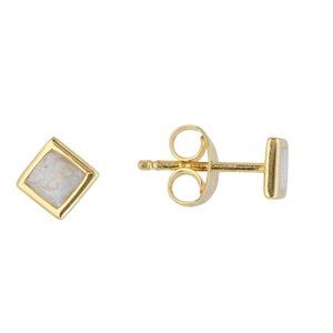 14K Yellow Gold Kite Shaped Pearl Stud Earrings